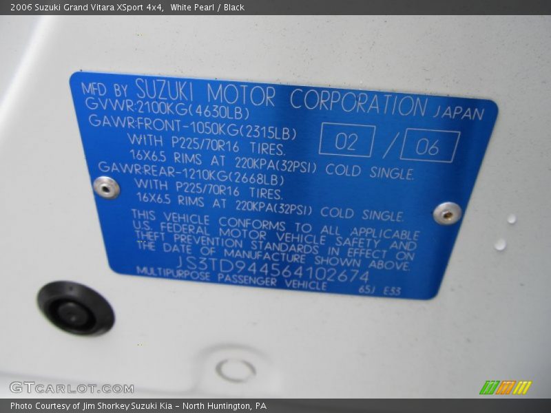 White Pearl / Black 2006 Suzuki Grand Vitara XSport 4x4
