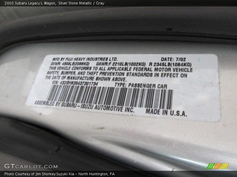 Silver Stone Metallic / Gray 2003 Subaru Legacy L Wagon