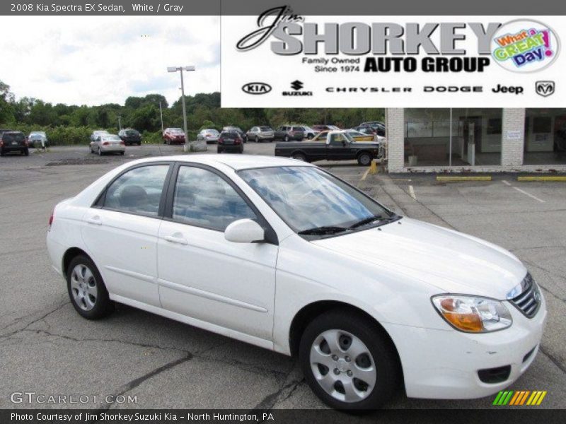 White / Gray 2008 Kia Spectra EX Sedan