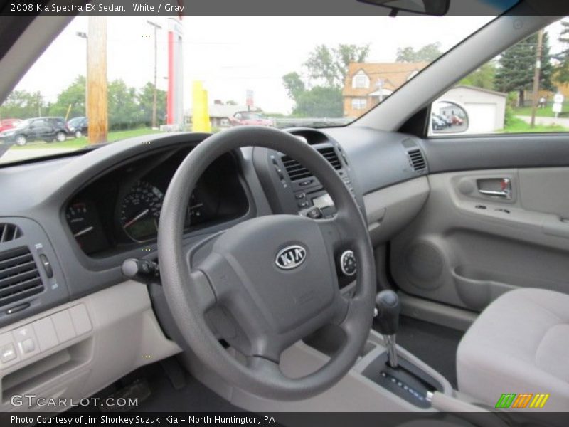 White / Gray 2008 Kia Spectra EX Sedan