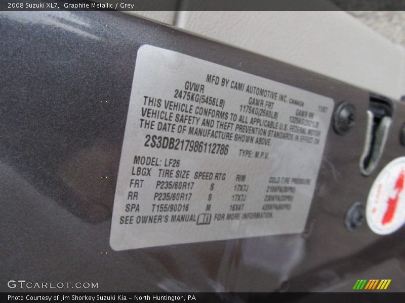 Graphite Metallic / Grey 2008 Suzuki XL7