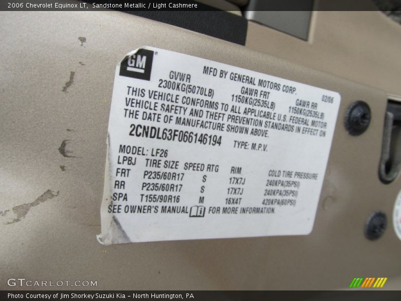 Sandstone Metallic / Light Cashmere 2006 Chevrolet Equinox LT