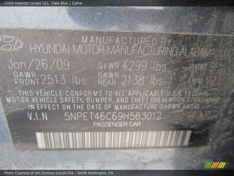 Slate Blue / Camel 2009 Hyundai Sonata GLS