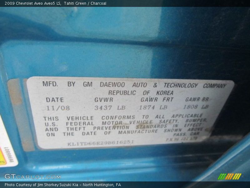 Tahiti Green / Charcoal 2009 Chevrolet Aveo Aveo5 LS