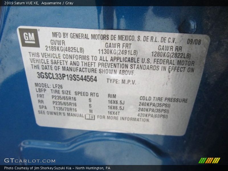 Aquamarine / Gray 2009 Saturn VUE XE