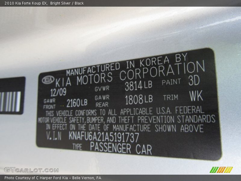 Bright Silver / Black 2010 Kia Forte Koup EX