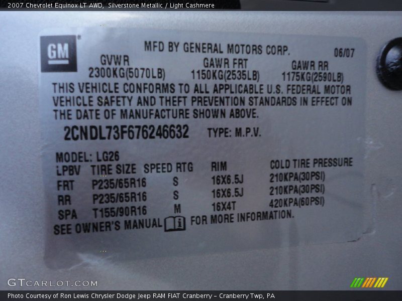Silverstone Metallic / Light Cashmere 2007 Chevrolet Equinox LT AWD