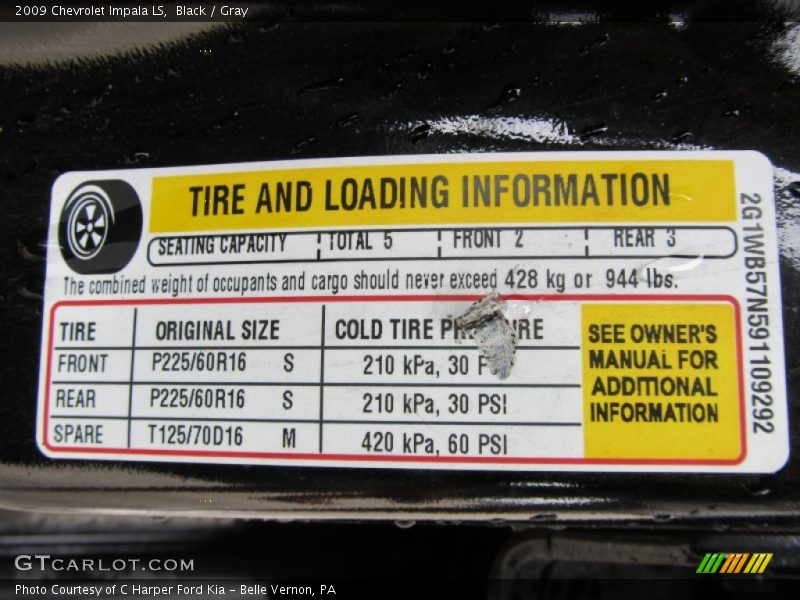 Black / Gray 2009 Chevrolet Impala LS