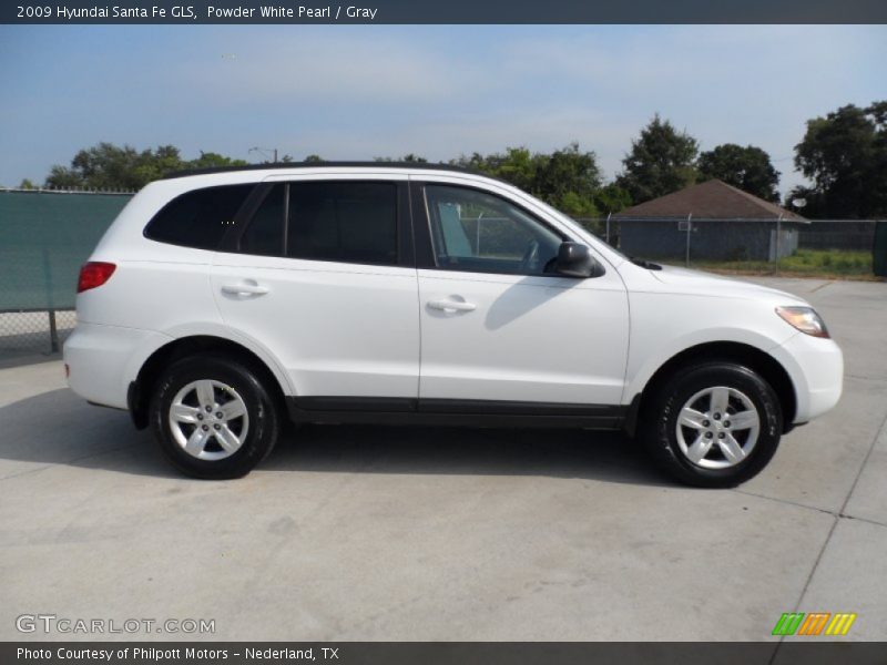 Powder White Pearl / Gray 2009 Hyundai Santa Fe GLS