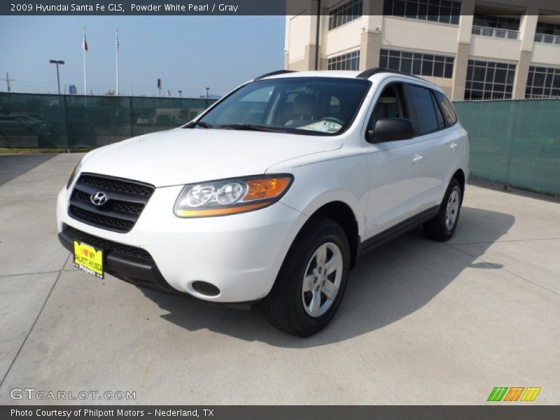 Powder White Pearl / Gray 2009 Hyundai Santa Fe GLS