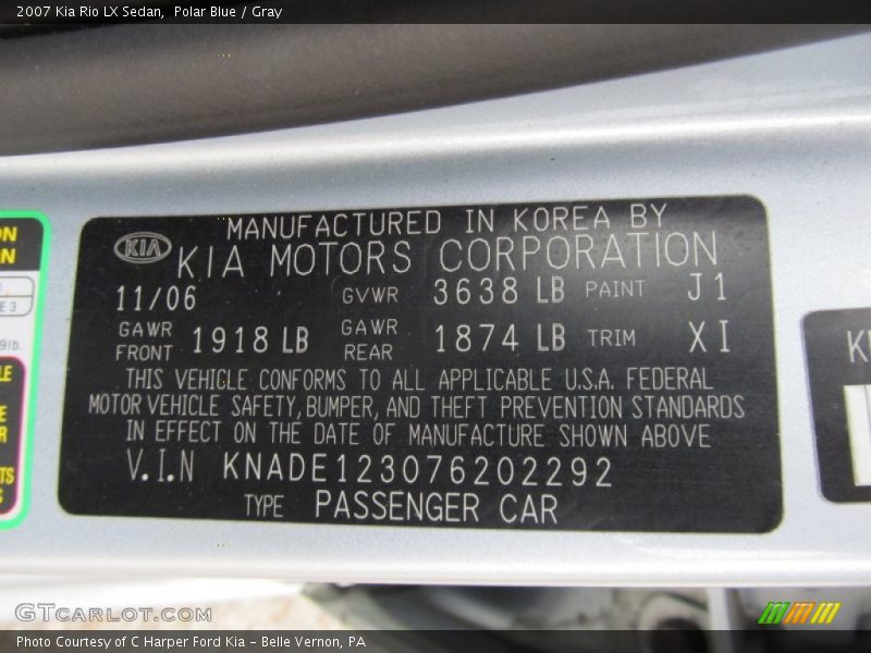 Polar Blue / Gray 2007 Kia Rio LX Sedan