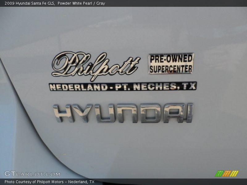 Powder White Pearl / Gray 2009 Hyundai Santa Fe GLS