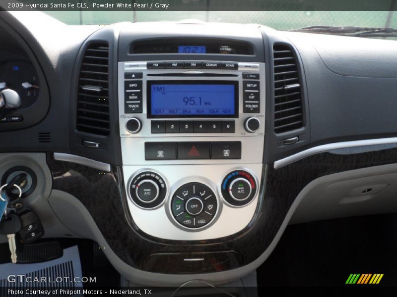 Powder White Pearl / Gray 2009 Hyundai Santa Fe GLS