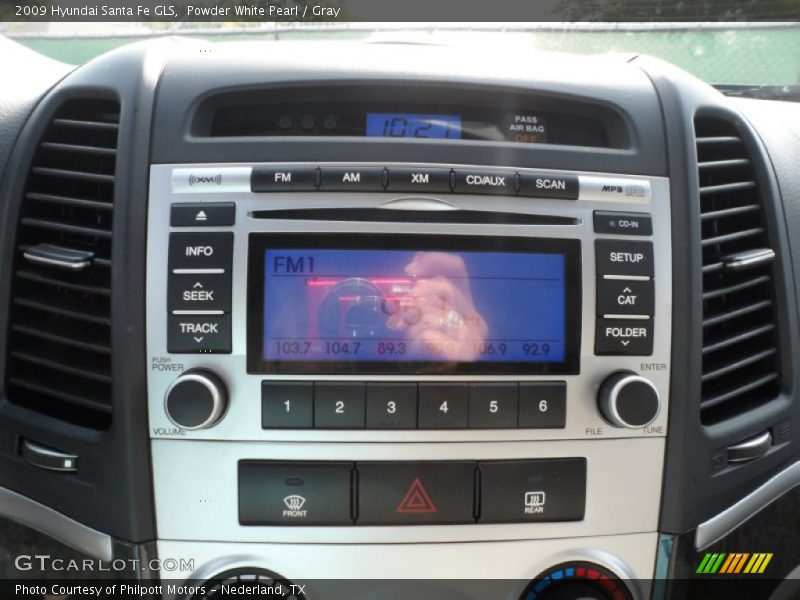 Powder White Pearl / Gray 2009 Hyundai Santa Fe GLS