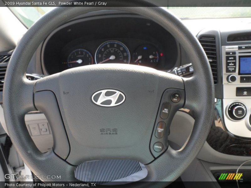 Powder White Pearl / Gray 2009 Hyundai Santa Fe GLS