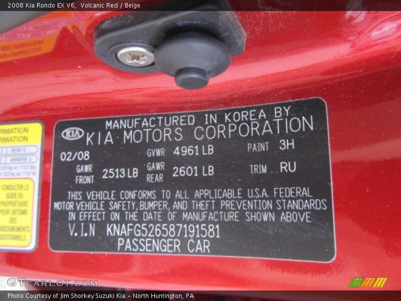 Volcanic Red / Beige 2008 Kia Rondo EX V6