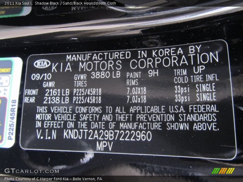 Shadow Black / Sand/Black Houndstooth Cloth 2011 Kia Soul !