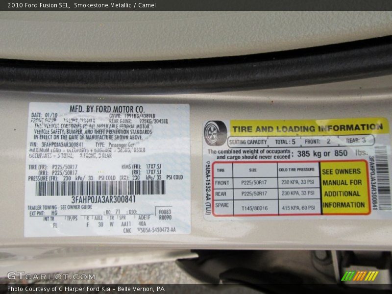 Smokestone Metallic / Camel 2010 Ford Fusion SEL