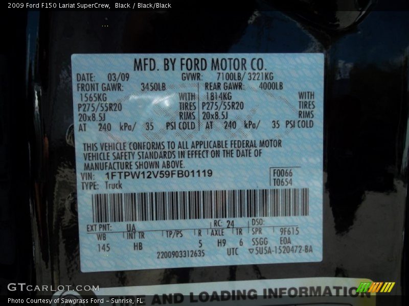 Black / Black/Black 2009 Ford F150 Lariat SuperCrew