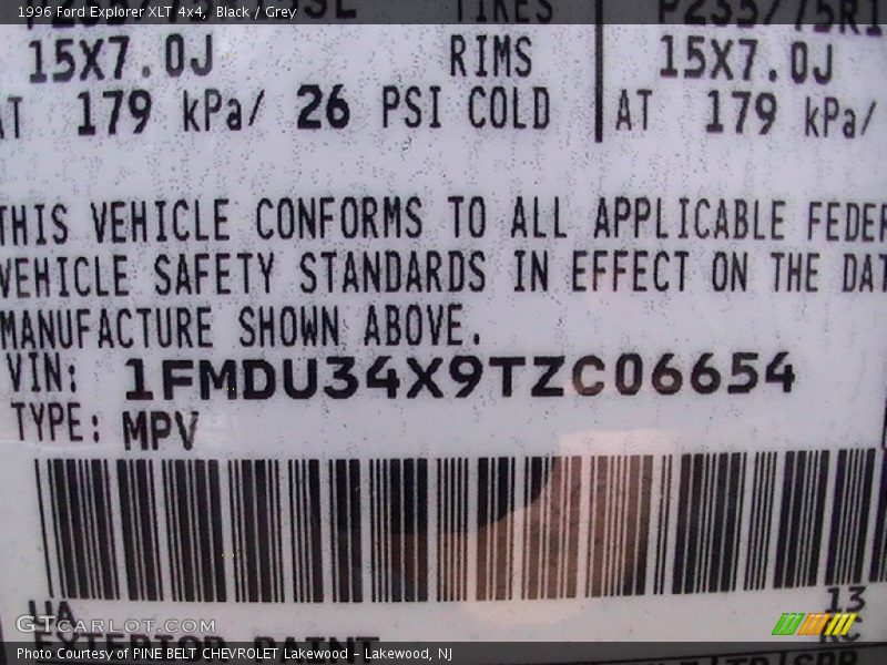 Black / Grey 1996 Ford Explorer XLT 4x4