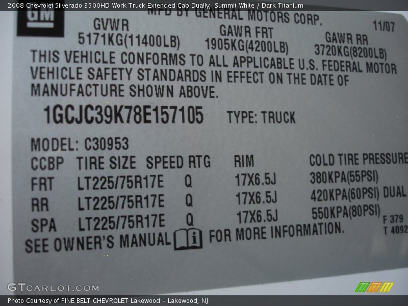 Summit White / Dark Titanium 2008 Chevrolet Silverado 3500HD Work Truck Extended Cab Dually