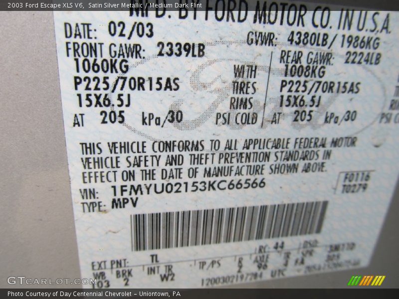 Satin Silver Metallic / Medium Dark Flint 2003 Ford Escape XLS V6