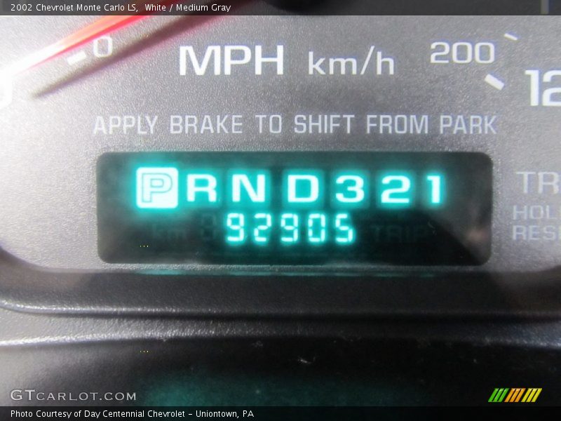 White / Medium Gray 2002 Chevrolet Monte Carlo LS