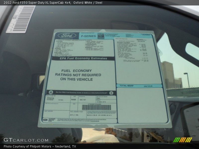  2012 F350 Super Duty XL SuperCab 4x4 Window Sticker