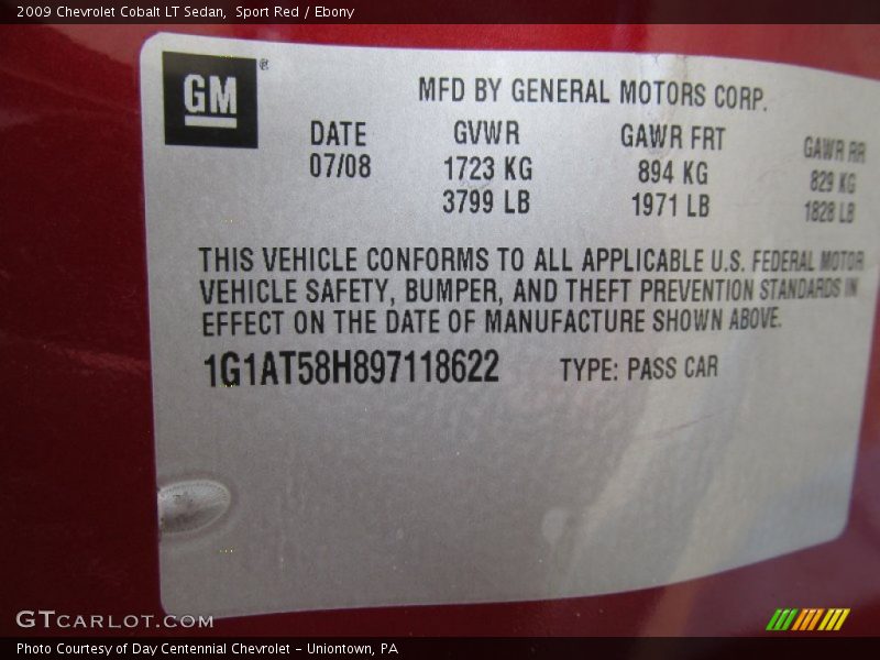 Sport Red / Ebony 2009 Chevrolet Cobalt LT Sedan