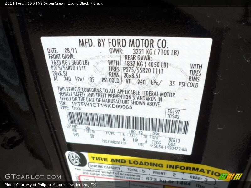 Ebony Black / Black 2011 Ford F150 FX2 SuperCrew
