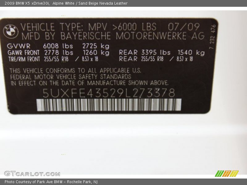 Alpine White / Sand Beige Nevada Leather 2009 BMW X5 xDrive30i
