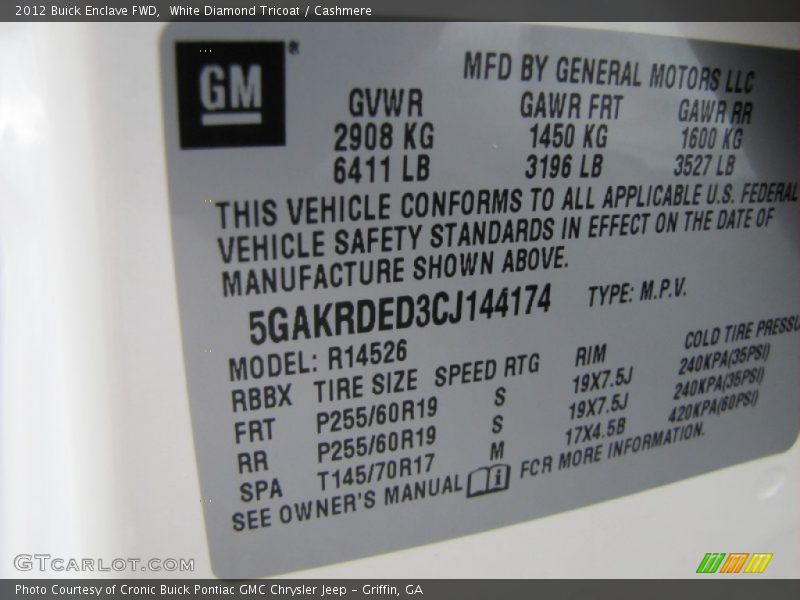 White Diamond Tricoat / Cashmere 2012 Buick Enclave FWD