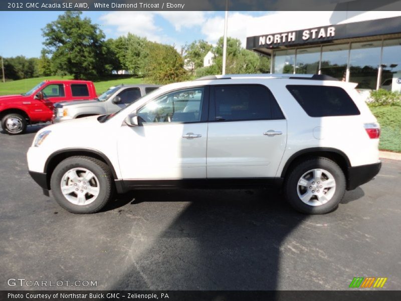 White Diamond Tricoat / Ebony 2012 GMC Acadia SLE AWD