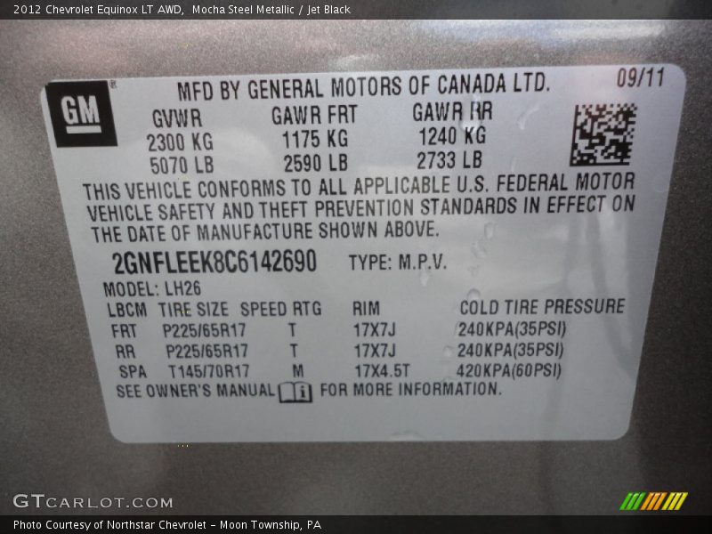 Mocha Steel Metallic / Jet Black 2012 Chevrolet Equinox LT AWD