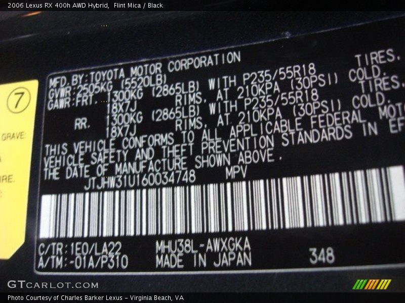 Flint Mica / Black 2006 Lexus RX 400h AWD Hybrid