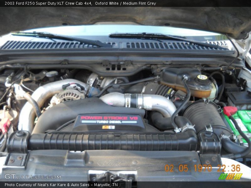 Oxford White / Medium Flint Grey 2003 Ford F250 Super Duty XLT Crew Cab 4x4