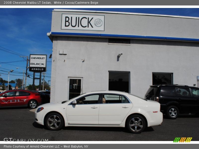 White / Cocoa/Cashmere Beige 2008 Chevrolet Malibu LT Sedan