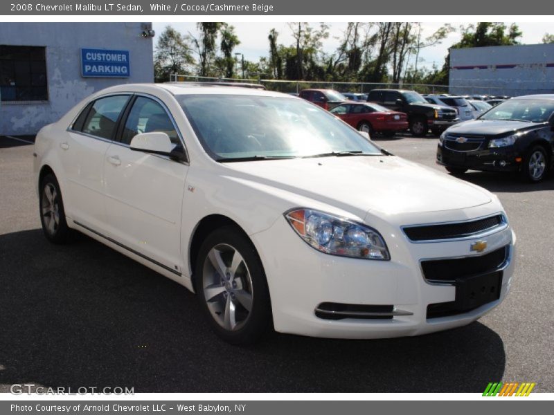 White / Cocoa/Cashmere Beige 2008 Chevrolet Malibu LT Sedan