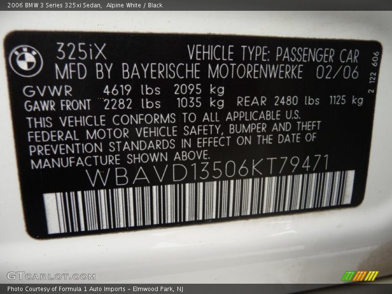 Alpine White / Black 2006 BMW 3 Series 325xi Sedan