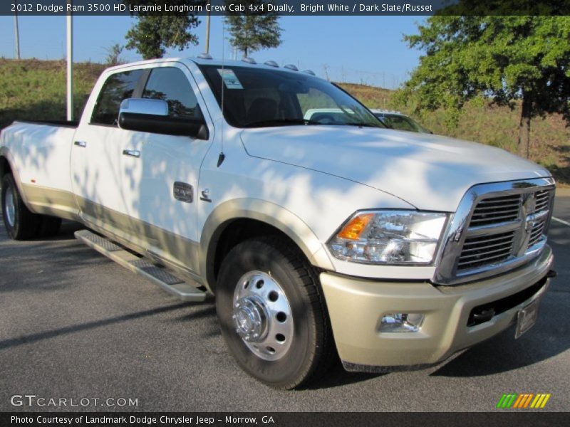Bright White / Dark Slate/Russet 2012 Dodge Ram 3500 HD Laramie Longhorn Crew Cab 4x4 Dually