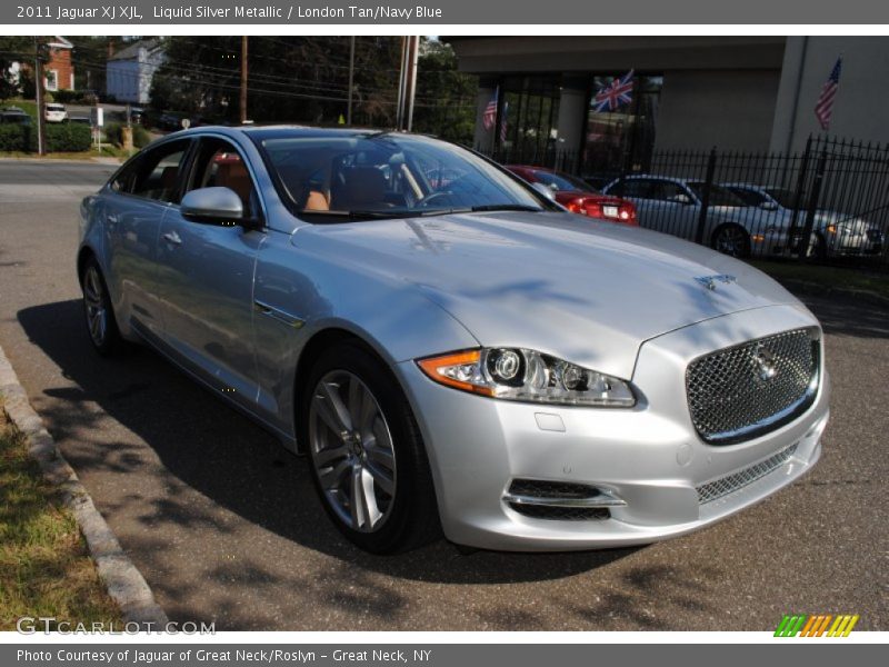 Liquid Silver Metallic / London Tan/Navy Blue 2011 Jaguar XJ XJL
