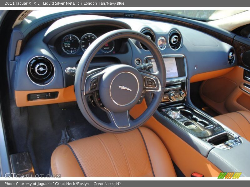 Liquid Silver Metallic / London Tan/Navy Blue 2011 Jaguar XJ XJL