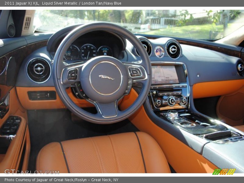 Liquid Silver Metallic / London Tan/Navy Blue 2011 Jaguar XJ XJL