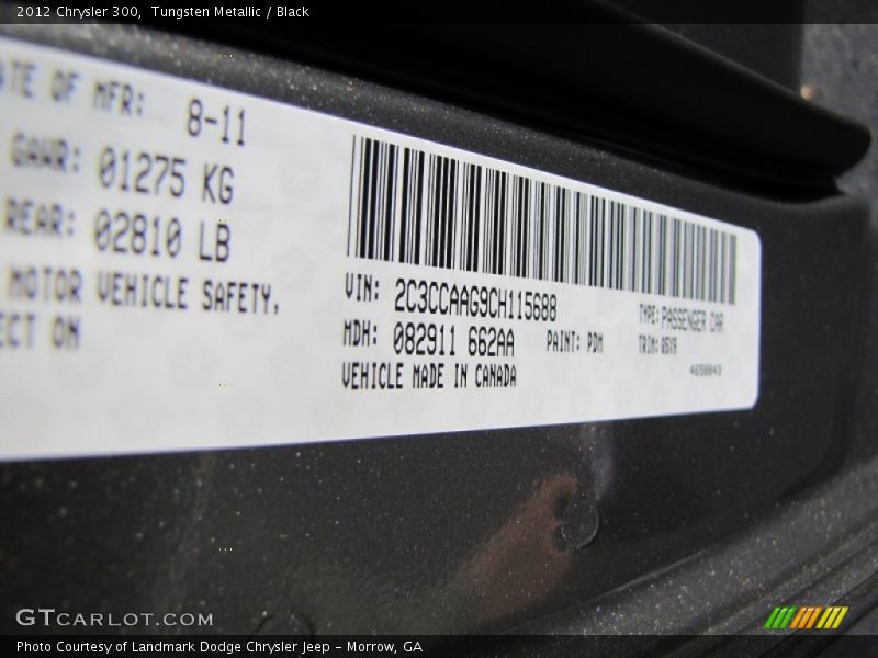 2012 300  Tungsten Metallic Color Code PDM