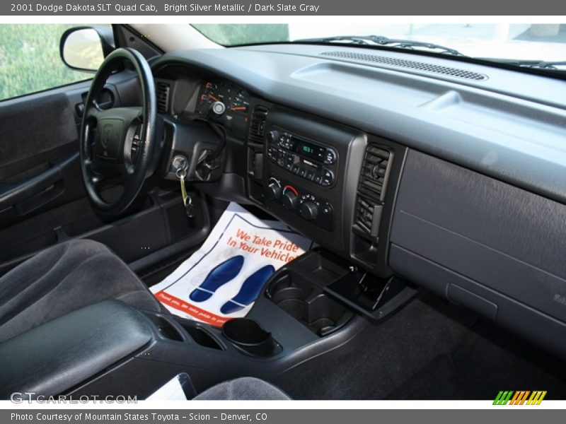 Bright Silver Metallic / Dark Slate Gray 2001 Dodge Dakota SLT Quad Cab