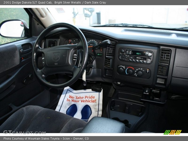 Bright Silver Metallic / Dark Slate Gray 2001 Dodge Dakota SLT Quad Cab