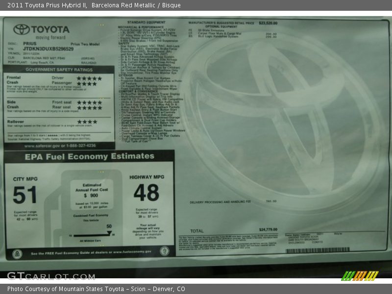 Barcelona Red Metallic / Bisque 2011 Toyota Prius Hybrid II
