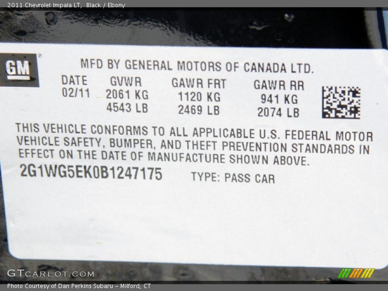Black / Ebony 2011 Chevrolet Impala LT