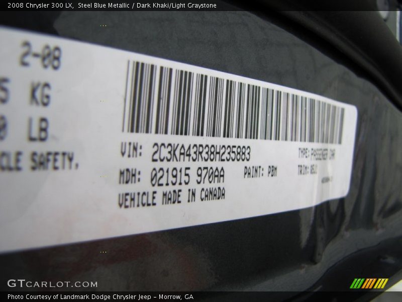 Steel Blue Metallic / Dark Khaki/Light Graystone 2008 Chrysler 300 LX