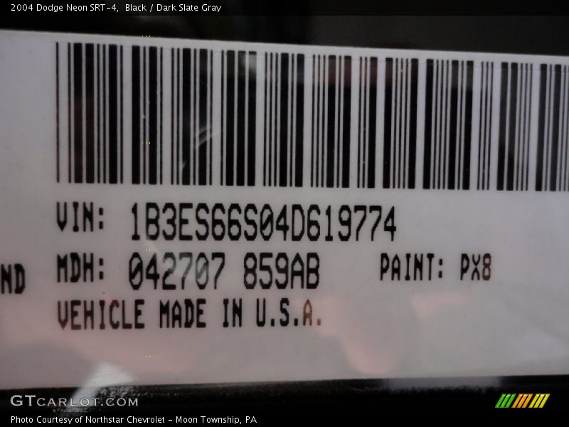 Black / Dark Slate Gray 2004 Dodge Neon SRT-4